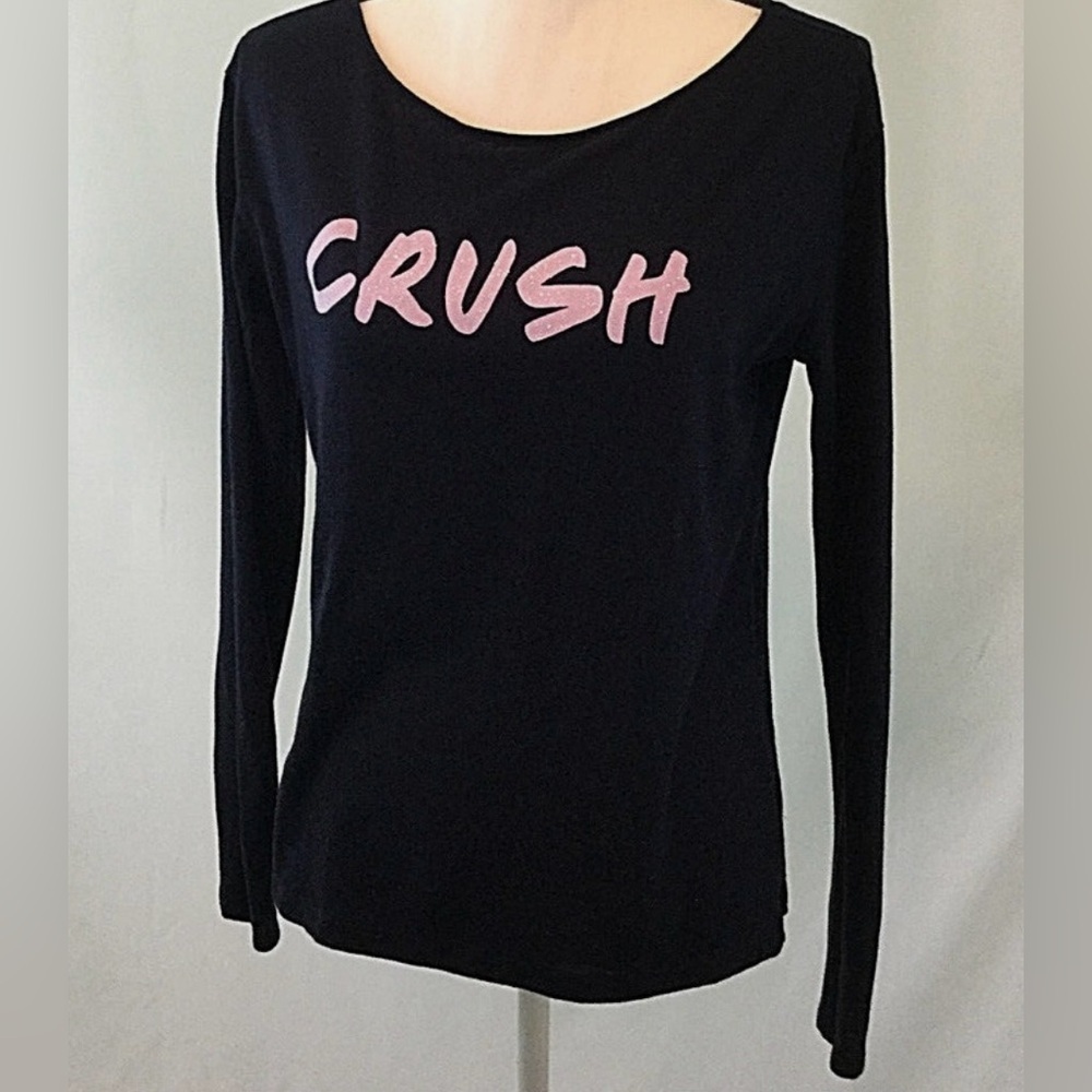 Victoria's Secret CRUSH Long Sleeve Tee Shirt Size in Photos Navy/Purple Sparkle